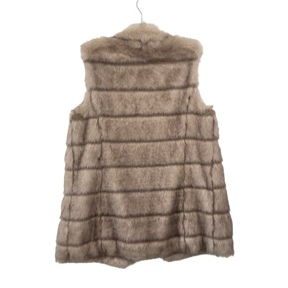 Tahari ASL Faux Fur Vest Beige Women SZ Medium -Open Front - Picture 8 of 11